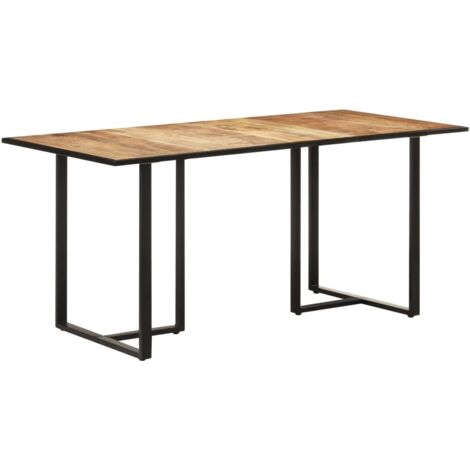 Table à manger Scandinave - Table de salle à manger 160 cm Bois de manguier brut BV539727 - BonneVie (1/5)