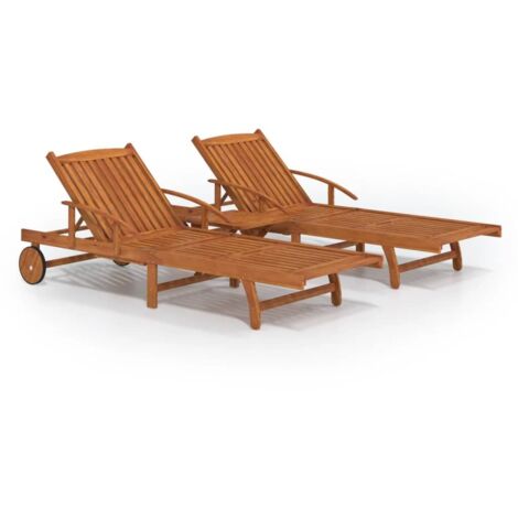 Ensemble de chaises longues lot de 2 table Bois acacia massif (1/5)