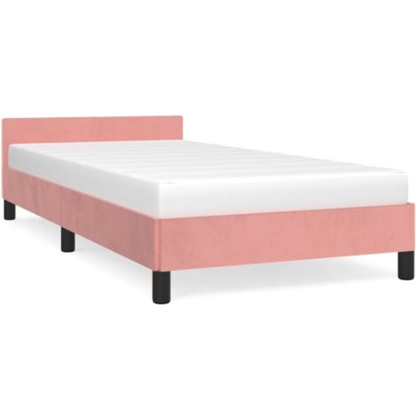 Lit adulte pour 1 personnes avec tête de lit, Structure de lit, Assemblage Facile, Rose 80x200 cm Velours OIB3289E (1/5)