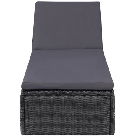 Chaise longue Résine tressée Noir et gris foncé (1/5)