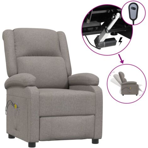 Fauteuil Relax inclinable électrique Fauteuil de massage - Fauteuil de Relaxation Taupe Tissu BV764703 - BonneVie (1/5)