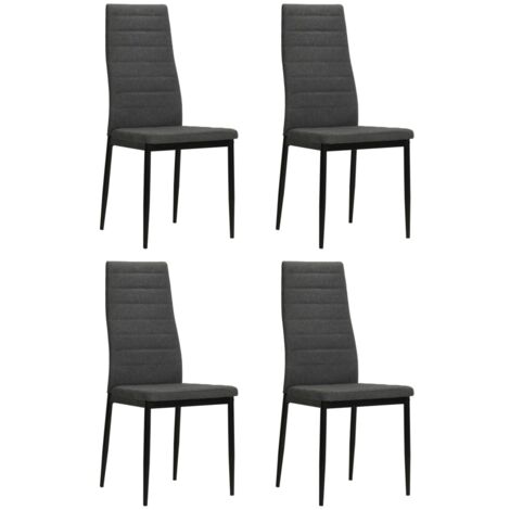 Lot de 4 Chaises de salle à manger Gris foncé Tissu (1/5)