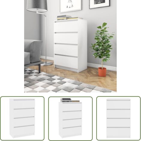 Buffet Commode Armoire Luxueux, pour Salon Chambre Entrée Cuisine, Blanc 60x35x98,5 cm Bois d'ingénierie OIB7681E (1/5)