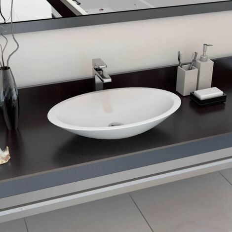 Lavabo à poser Lavabo Vasque salle de bain / 59,3x35,1x10,7 cm Fonte minérale/marbre Blanc (1/5)