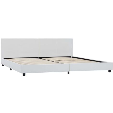 INLIFE Cadre de lit Blanc Similicuir 180 x 200 cm (1/5)