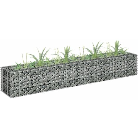 Maison Chic – Jardinière à gabion en acier galvanisé 180x30x30 cm – Bordure sécurisée pour parterre de fleurs – Assemblage simple et stable