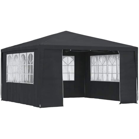Tente de réception Tonnelle de Jardin - Rapide à Installer et parois latérales 4x4 m Anthracite 90 g/m² BV553150 - BonneVie (1/9)