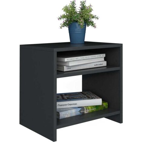Lot de 2 Tables de Chevet Contemporain - Table de nuit Noir 40x30x40 cm Bois d'ingénierie (1/5)