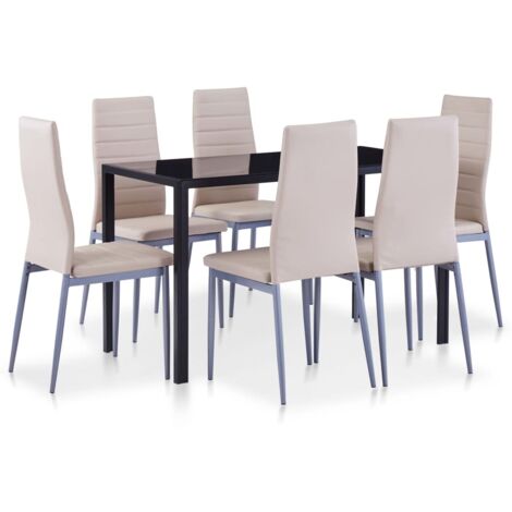 Ensemble table et chaises 7 pcs  Ensemble Table à manger avec 6 chaises Cappuccino (1/5)