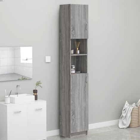 Meuble de salle de bain Armoire de bain Sonoma gris 32x25,5x190 cm Bois d'ingénierie (1/5)