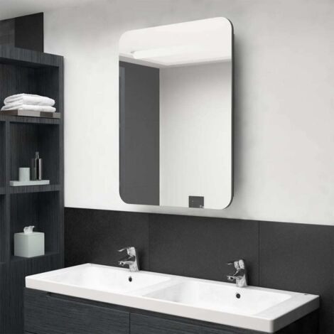 Meuble de salle de bain Armoire de salle de bain à miroir LED Anthracite 60x11x80 cm (1/5)