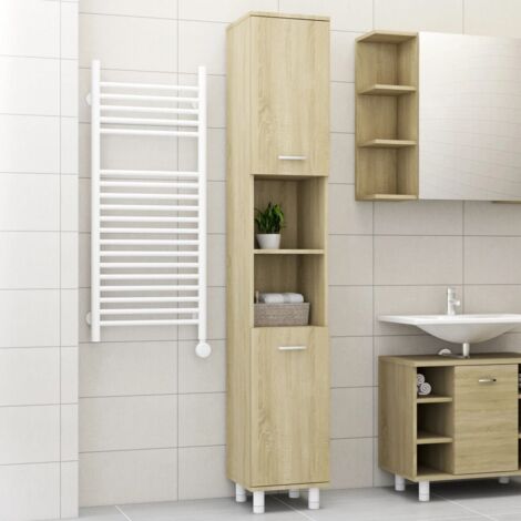 Meuble de salle de bain Armoire de salle de bain Chêne sonoma 30x30x179 cm Aggloméré (1/5)