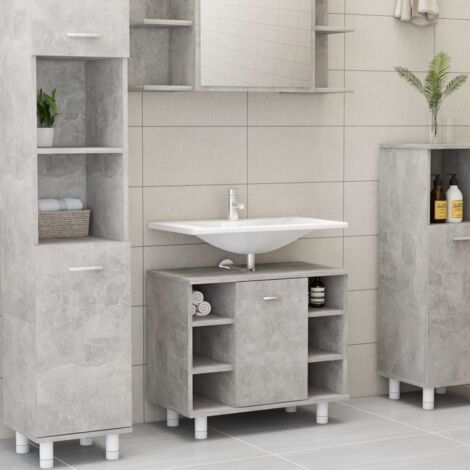 Meuble de salle de bain Armoire de salle de bain Gris béton 60x32x53,5 cm Aggloméré (1/5)