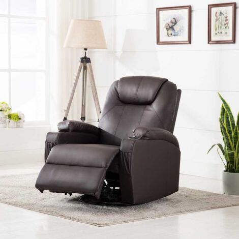 Fauteuil à bascule de massage Chaise à bascule Rocking chair Marron Similicuir 38775 (1/5)
