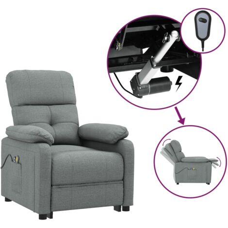 Fauteuil de massage inclinable électrique Fauteuil relax Gris foncé Tissu 18767 (1/5)