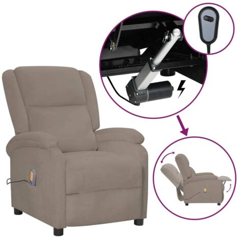 Fauteuil Relax inclinable électrique Fauteuil de massage - Fauteuil de Relaxation Gris clair Velours BV583355 - BonneVie (1/5)
