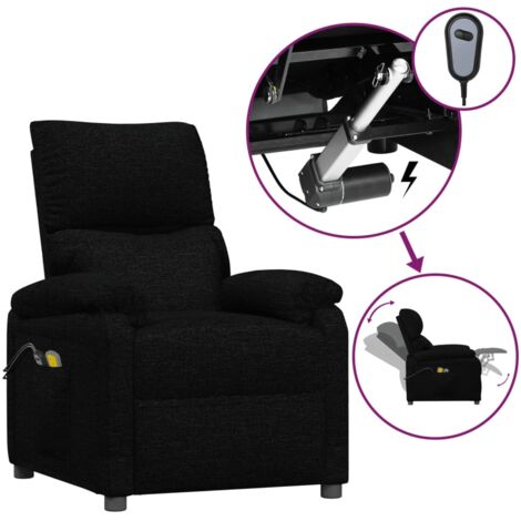 Fauteuil de massage inclinable électrique Fauteuil relax Noir Tissu 16261 (1/5)