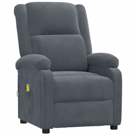 Fauteuil de massage inclinable Fauteuil relax Gris foncé Velours 50743 (1/5)