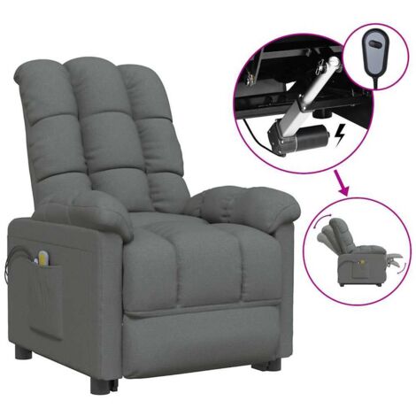 Fauteuil de massage inclinable électrique Fauteuil relax Gris foncé Tissu 28651 (1/5)