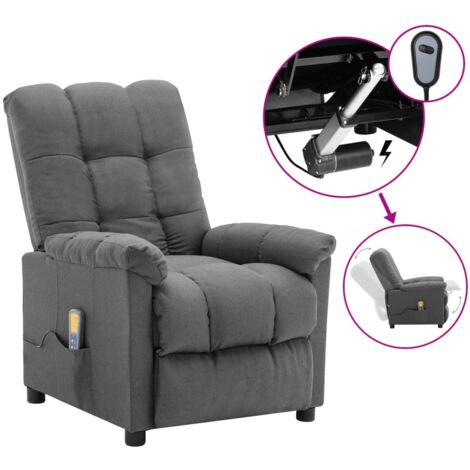Fauteuil Relax inclinable électrique Fauteuil de massage - Fauteuil de Relaxation Gris clair Tissu BV424540 - BonneVie (1/5)