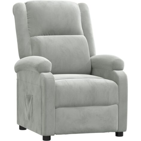 Fauteuil inclinable Fauteuil de Relaxation Gris clair Velours 76175 (1/5)