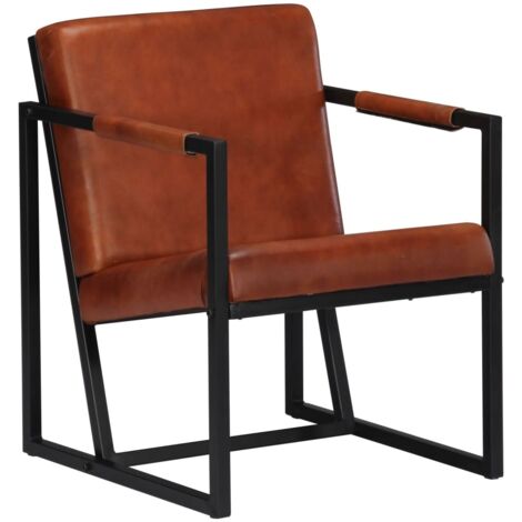 Fauteuil Relax Fauteuil Salon - Marron Cuir véritable BV944868 - BonneVie (1/5)