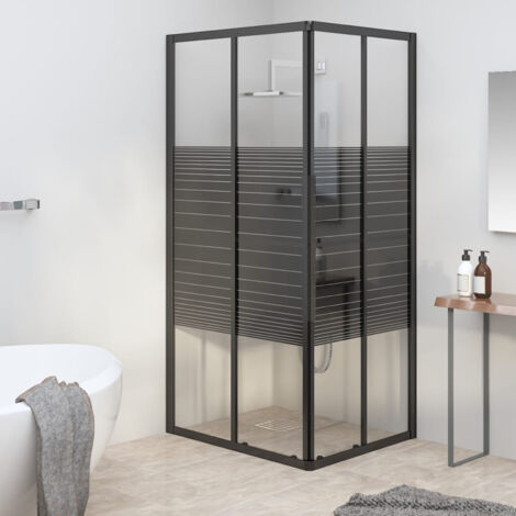 Cabine de douche à rayures Parois Cabine pour salle de bain ESG 90x70x180 cm Noir 57740 (1/5)