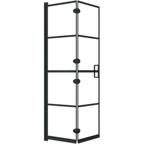 Cabine de douche pliable ESG Parois Cabine pour salle de bain 80x140 cm Noir 63338 (1/5)