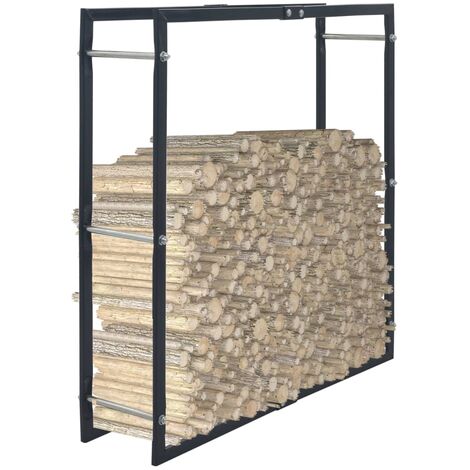 Portant de bois chauffage  Porte bûches et range bûches intérieur Noir 100x25x100 cm Acier 90957 (1/5)