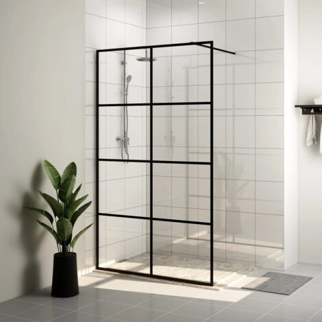 Paroi de douche avec verre - Paroi de baignoire Moderne ESG transparent 90x195 cm Noir BV663260 - BonneVie (1/5)
