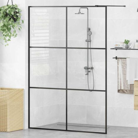 Paroi de douche avec verre Paroi de baignoire  ESG transparent 140x195 cm Noir 29655 (1/5)