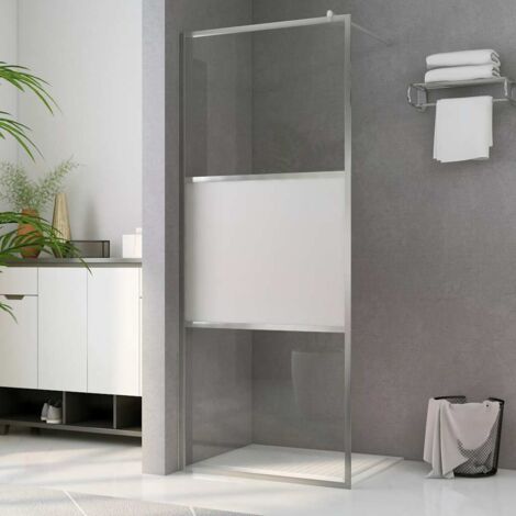 Paroi de douche à l'italienne Paroi de baignoire à verre ESG demi-dépoli 80x195 cm 87538 (1/5)