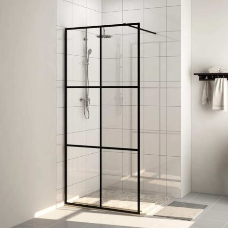 Paroi de douche avec verre - Paroi de baignoire Moderne ESG transparent 80x195 cm Noir BV879087 - BonneVie (1/4)