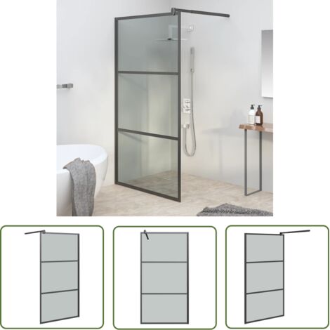 The Living Store Paroi de douche 115x195 cm Verre ESG foncé Noir - Mur De Douche - Cabine De Douche - Paroi De Douche - Douche En Verre - Salle De Bain (1/5)