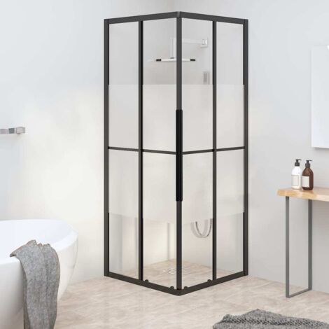 Cabine de douche  Parois Cabine pour salle de bain ESG semi-dépoli 80x80x180 cm Noir 52138 (1/5)