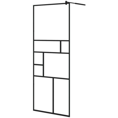 Paroi de douche à verre Paroi de baignoire ESG transparent 80x195 cm Noir 35239 (1/5)