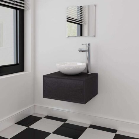 Ensemble de meubles de salle de bain 3 pcs Armoire de rangement Noir 22666 (1/5)