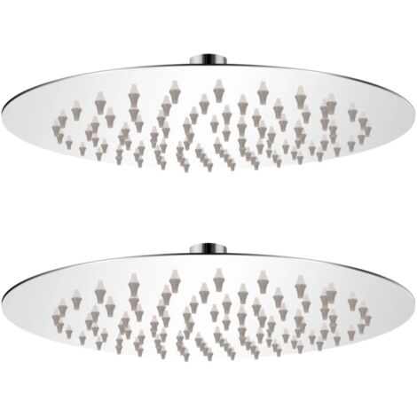 Lot de 2 pommes de douche plongeante diamètre 20 cm acier inoxydable (1/5)