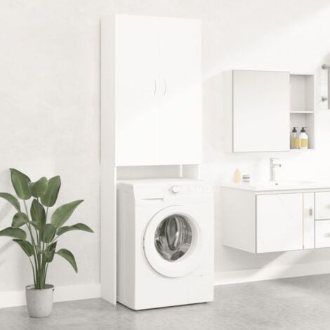 Meuble machine à laver Meuble pour WC Blanc 64x25,5x190 cm 87319