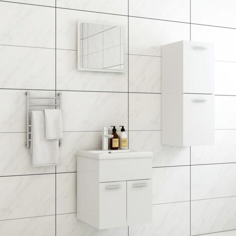 Ensemble de meubles de salle de bain Armoire de rangement Blanc Aggloméré 21543 (1/5)
