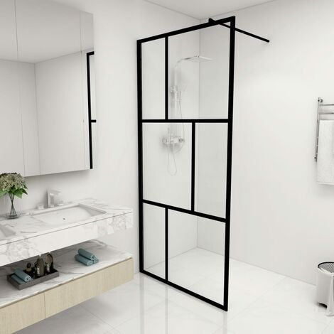 Paroi de douche à l'italienne Paroi de baignoire avec verre trempé Noir 90x195 cm 36336 (1/5)