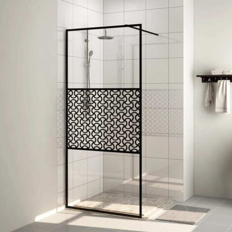 Paroi de douche avec verre Paroi de baignoire ESG transparent 90x195 cm Noir 92367 (1/5)