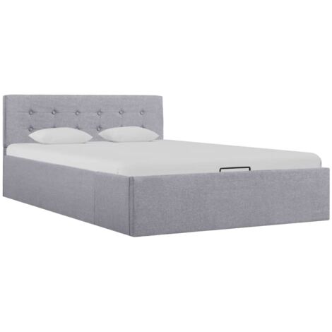 Lit simple pour adulte Cadre de lit - à stockage hydraulique Gris clair Tissu 120x200 cm BV900623 - BonneVie (1/5)