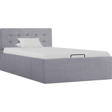 Lit adulte pour 1 personnes, Structure de lit, Assemblage Facile, à stockage hydraulique Gris clair Tissu 90x200 cm OIB4825E (1/5)