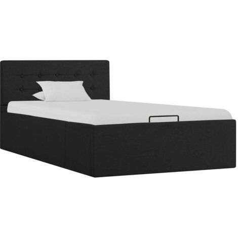 Lit simple pour adulte Cadre de lit - à stockage hydraulique Gris foncé Tissu 100x200 cm BV875498 - BonneVie (1/5)
