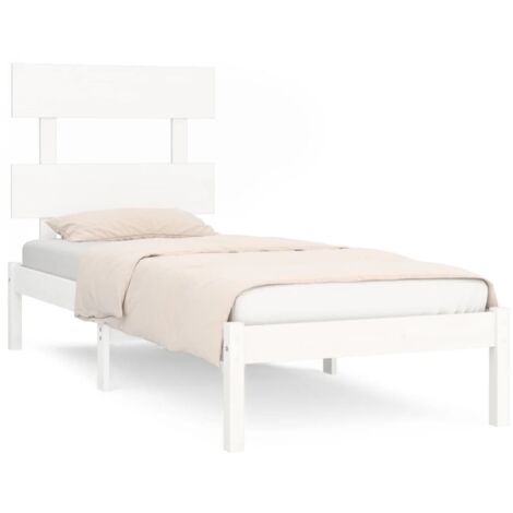 Lit adulte pour 1 personnes, Structure de lit, Assemblage Facile, Blanc Bois massif 90x200 cm OIB5327E (1/5)