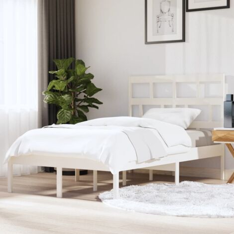 Lit adulte Contemporain Cadre de lit Blanc Bois de pin massif 120x200 cm 44001 (1/5)