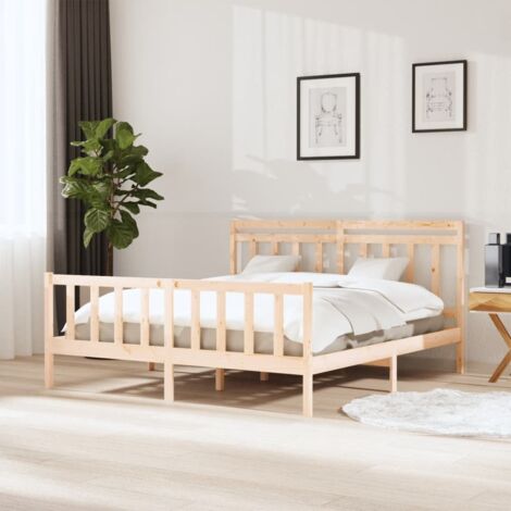 Lit double pour adulte Cadre de lit - Bois massif 160x200 cm BV582322 - BonneVie (1/5)