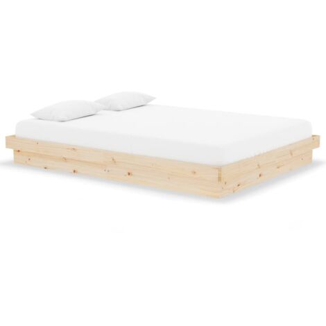 Lit adulte pour 2 personnes, Structure de lit, Assemblage Facile, Bois massif 140x190 cm Double OIB1620E (1/5)