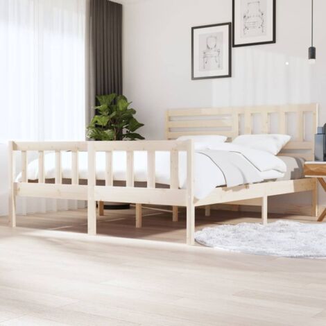 Lit double pour adulte Cadre de lit - Bois massif 180x200 cm Super King BV422028 - BonneVie (1/5)